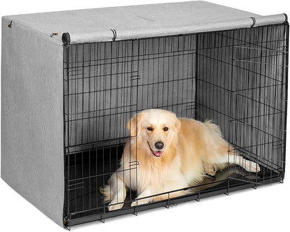 Dog Crate Cover, 600D Oxford Crate Cover for Wire Dog Crate, Ventilated Pet Kennel Cover Fits for 54 Inches Dog Crate, Gray (Cover Only)