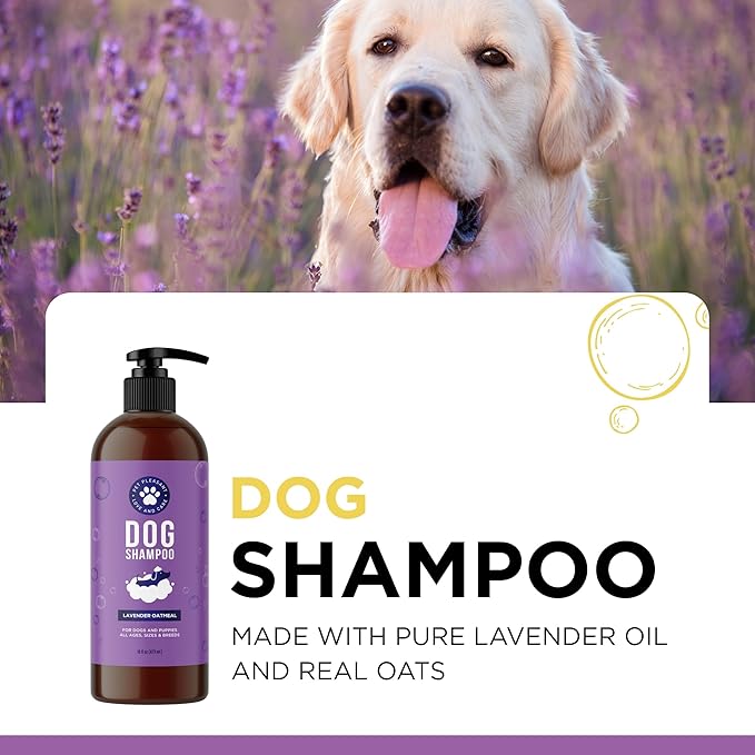Cleansing Dog Shampoo for Smelly Dogs - Refreshing Colloidal Oatmeal Dog Shampoo for Dry Skin and Cleansing Dog Bath Soap - Moisturizing Lavender and Oatmeal Shampoo for Dogs and Great Smelling Pups