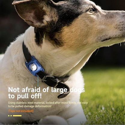 IP68 Waterproof Airtag Case for Dog Collar [1 Pack] Airtag Dog Collar Holder Hard TPU Full Protection Airtag Holder with Removable Handle Cat Dog GPS Tracker Anti Loss air tag Cover（Blue）