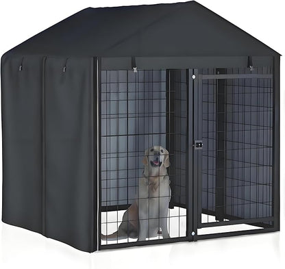 Outdoor Dog Kennel Cover,Full Coverage for 4'Dx4.3'Wx4.5'H Dog Cages,600D Heavy Duty Waterproof Large Dog Kennel Cover,(Cover Only)