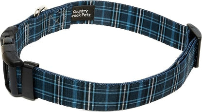 Country Brook Petz - Deluxe Navy Plaid Dog Collar - Made in The U.S.A. - Plaid and Argyle Collection Featuring Charming Designs (1 Inch, Extra Large)