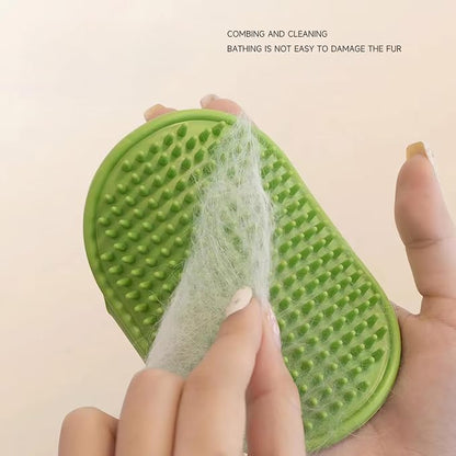 Silicone Pet Brush Pet Massage Bath - Flexible Rubber Dog Shower Brush with Adjustable Strap - Soothing Massage Bristles Produce more Lather, Reduce Bath Time, Remove More Dirt & Loose (Green)