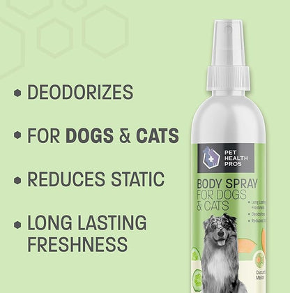 Cucumber Melon Scented Dog Deodorizing Spray for Dogs and Cats - Long Lasting Pet Cologne and Deodorizer - 8 oz