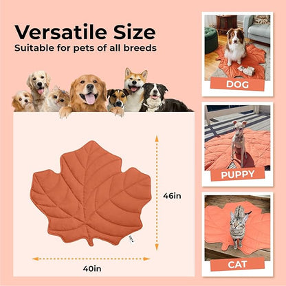 Dog Blanket Mat for Dogs Cats, 40×46" Leaf Design Pet Blankets Cover Machine Washable Double-Sided for Bed Couch Sofa Floors Furniture Protection, Maple Red
