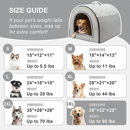 Jiupety 2 in 1 Dog House Indoor, Comfy Cave Bed Covered Dog Bed, Portable House for Large Dogs, 3XL(39"×32"×28"), Up to 90 Lb, Grey