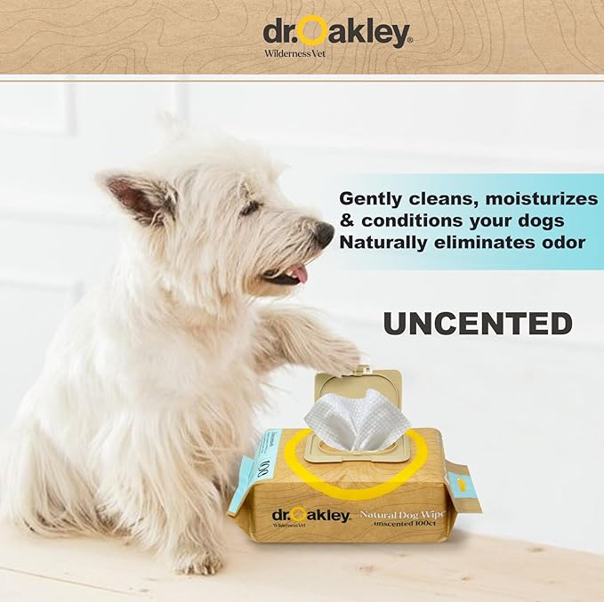 Daily Natural Dog Wipes, Unscented, 100 Ct, Gentle, Moisturizing, Odor-Eliminating, Alcohol-Free, Vet Approved