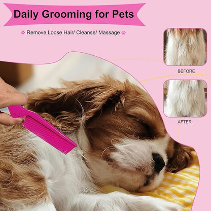 Folding Small Dog Grooming Brush - Perfect for Shih Tzus, Yorkies, and Maltipoos - Ideal Puppy Hair Brushes for Maltese and Small Breeds (Rose Red)