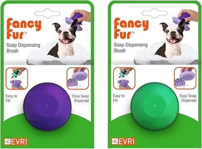 Fancy Fur FURemover Soap Dispensing Scrubber Brush, Pet Grooming Hand Brush, Reduce Shedding During Bath Time, Natural Rubber Pet Brush, Colors May Vary
