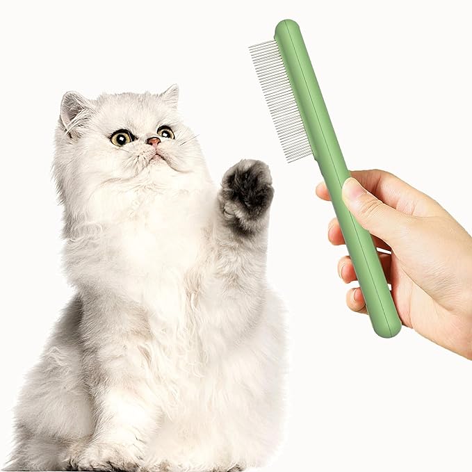 Small Dog Grooming Brush,Puppy Hair Brush for Shedding Tangles Pet Hair Removal Comb Stainless Steel Teeth Flea Comb - Perfect for Shih Tzus,Yorkies,Maltipoos,Maltese,Small Breeds (Wide teeth)