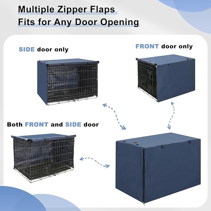 Dog Crate Cover - Kennel Covers Fit for 48 Inch Dog Crate, Double Door Polyester for Wire Puppy Crate Indoor Outdoor Protection, Blue