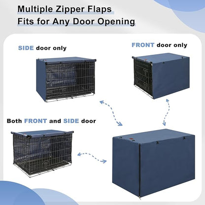 Dog Crate Cover - Kennel Covers Fit for 42 Inch Dog Crate, Double Door Polyester for Wire Puppy Crate Indoor Outdoor Protection, Blue