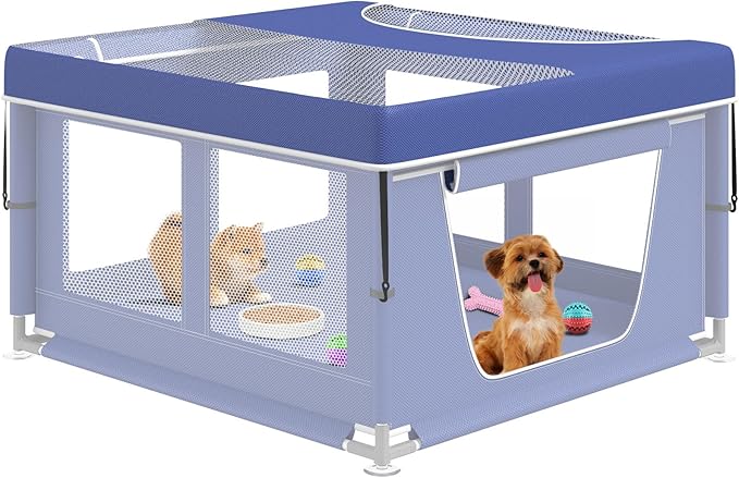Puppy Playpen Cover, Fit for 42X42 Inch Dog Playpen, Used to Prevent Pets from Escaping（Contains Only Cover）