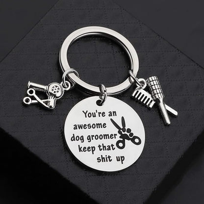 WSNANG Dog Groomer Gift You're an Awesome Dog Groomer Keychain Pet Groomer Gift Thank You Gift