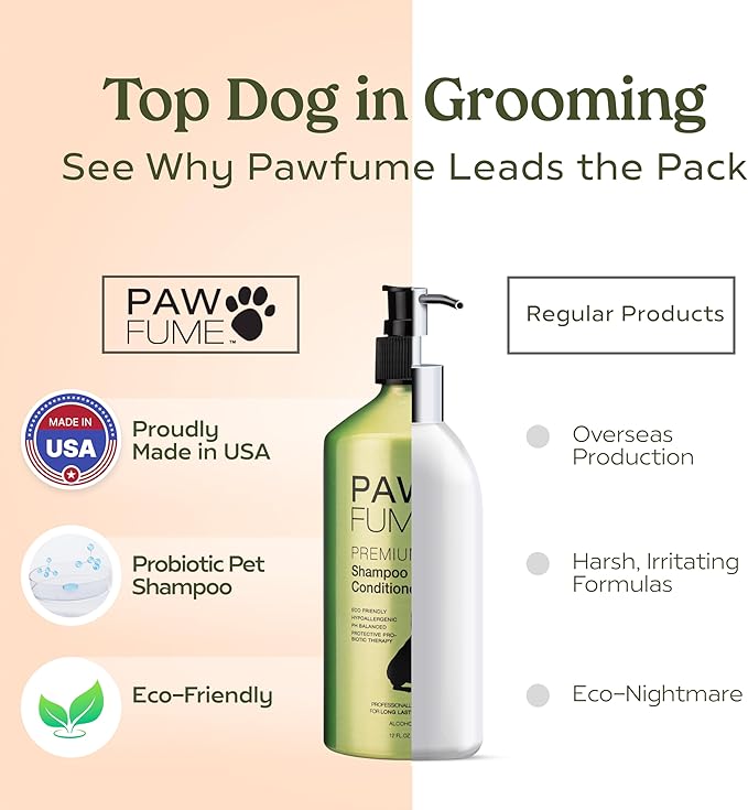 PAWFUME Deshedding Dog Shampoo and Conditioner, Show Dog, 2-Pack – Nourish & Detangle for Silky Soft Coat – Probiotic, Deep-Cleaning, pH-Balanced Formula – Salon-Quality Shampoo for Dogs