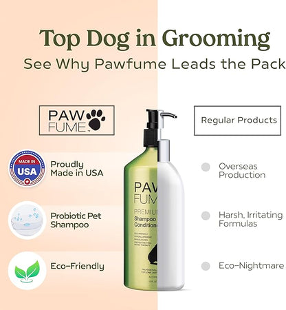 PAWFUME Deshedding Dog Shampoo and Conditioner, Show Dog, 2-Pack – Nourish & Detangle for Silky Soft Coat – Probiotic, Deep-Cleaning, pH-Balanced Formula – Salon-Quality Shampoo for Dogs