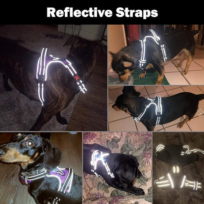 PHOEPET Reflective Dog Harness Large Breed Adjustable No Pull Vest with Handle 2 Metal Rings 3 Buckles [Easy to Put on & Take Off](XL, Green)