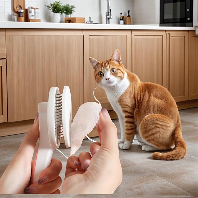 Self-Cleaning Pet Shedding Brush - Gentle Massage Brush For Dogs And Cats Reduces Shedding By 90%, One-Piece Press Design Separates Hair With Ease, 3 Colors (Blue, Pink, Gray) (Gray)