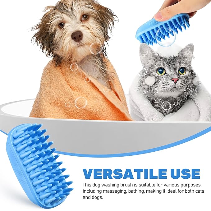Silicone Dog Bath Brush Soft Tpe Dog Shampoo Scrubber for Bathing Grooming Gentle for Dogs Cats Non-slip Grip Removes Loose Hair Versatile for Massaging Washing