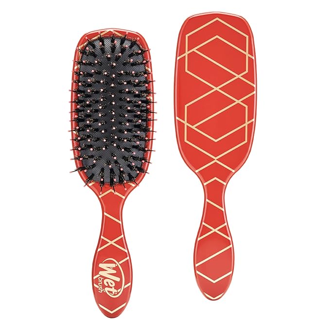 Wet Brush Shine Enhancer Paddle Brush, Terracotta - Hair Detangler Brush with Ultra Soft Bristles, Infused With Natural Argan Oil, Shiny Detangle & Smooth Hair, Wet or Dry, For All Hair Types