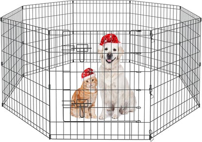 Pet Playpen Dog Pen Foldable Dog Exercise Fence 8 Panels 30 Inch Kennels Pet Playpen Options Ideal for Pet Medium Animals Outdoor Indoor