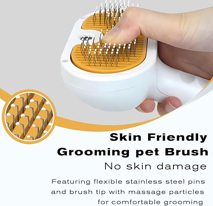 Pet Steam Brush for Dog & Cat – 3-in-1 Spray Hair Removal Comb – Steam for Shedding & Grooming – Water Brush for Long & Short Haired Pets – Spritz Defur Comb – Includes Waterless Shampoo