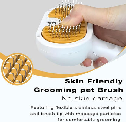 Pet Steam Brush for Dog & Cat – 3-in-1 Spray Hair Removal Comb – Steam for Shedding & Grooming – Water Brush for Long & Short Haired Pets – Spritz Defur Comb – Includes Waterless Shampoo