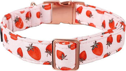 Lionet Paws Dog Collar, Comfortable Adjustable Cute Collar with Metal Buckle for Male Female Dogs Gift, Strawberry Pattern, Small, Neck 10-16 inches
