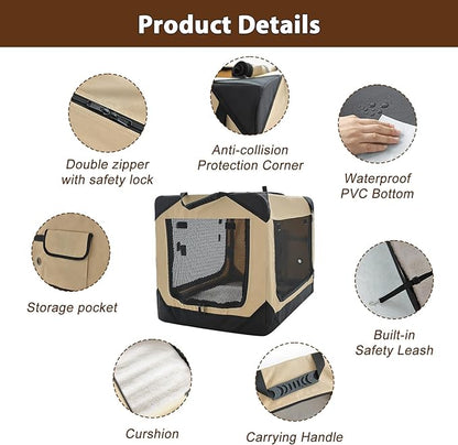 Soft Dog Crate for Extra Large Dogs, 4-Door Foldable Collapsible Dog Crate with Soft Sides, Indoor & Outdoor Travel Dog Kennel