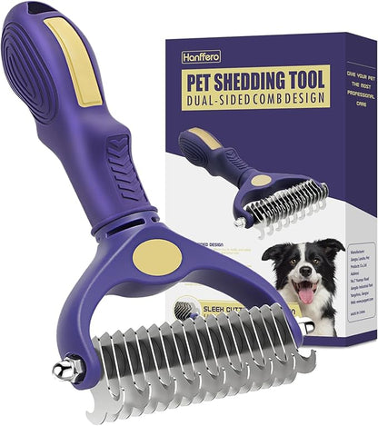 Pet Grooming Rake Grooming Comb Reduce Shedding Dematting Undercoat Brush Deshedding Tool for Dogs and Cats, Dual-Sided, Remove Tangles and Floating Hair