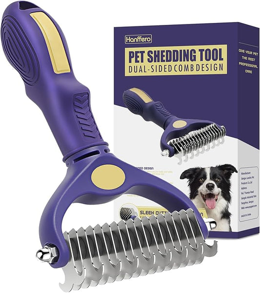 Pet Grooming Rake Grooming Comb Reduce Shedding Dematting Undercoat Brush Deshedding Tool for Dogs and Cats, Dual-Sided, Remove Tangles and Floating Hair