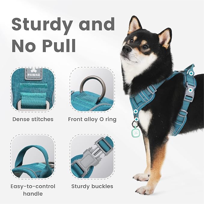 Pawaii Dog Harness for Small Dogs, Dog Harness with Pet ID Tag, No Choke Dog Harness, Adjustable Soft Padded Pet Vest with Easy Control Handle