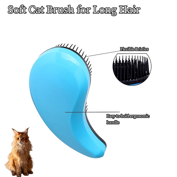 Cat Brush for Shedding - Perfect Grooming Tool for Long-Haired Cats | Deshedding & Hair Remover for Indoor Pets