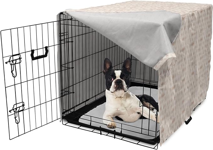 Lunarable Cream Dog Crate Cover, Geometrical Design Soft Colored Diamond Line Harlequin Background Pattern Classic Image, Easy to Use Pet Kennel Cover for Small Dogs Puppies Kittens, 22 Inch, Tan