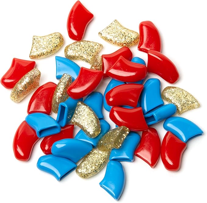 Soft Claws Nail Caps for Dogs with Non-Slip Design Made in USA - 40 Dog Nail Covers for Long-Lasting Protection of Floors and Furniture - Fourth of July (Red, Blue & Gold Sparkle), X-Large