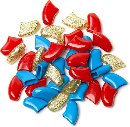 Soft Claws Nail Caps for Dogs with Non-Slip Design Made in USA - 40 Dog Nail Covers for Long-Lasting Protection of Floors and Furniture - Fourth of July (Red, Blue & Gold Sparkle), X-Large