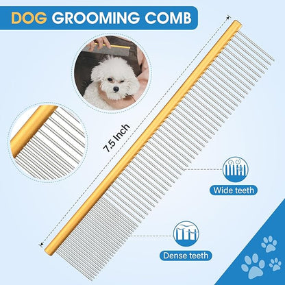 JASON Dog Grooming Scissors Kit, Professional 6 in 1 Dog Scissors Sharp Shears Set - 7.5" Thinning, Chunker, Straight, Curved Shears and Comb for Dog Cat Pet, Rosegold