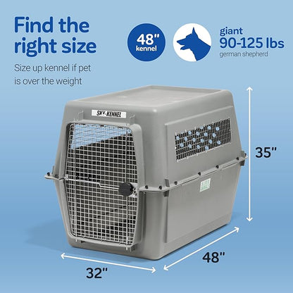 Petmate Sky Kennel - For Air and Travel, Airline Approved Dog Crate for Pets 90-125 lbs, Heavy Duty Dog Kennel, Made in the USA- 48 Inches