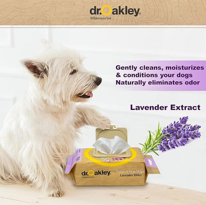 Daily Natural Dog Wipes, Lavender Scented, 100 Ct, Gentle, Moisturizing, Odor-Eliminating, Alcohol-Free, Vet Approved
