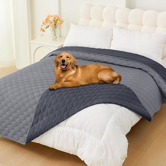 Smiry Waterproof Dog Blanket, Soft Dog Bed Cover Pet Blanket, Reversible Couch Cover for Dogs Washable, Pet Couch Covers for Sofa Furniture Protector for Puppy Cat (82x102 Inch, Grey/Dark Grey)