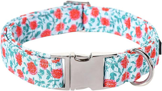 Lionet Paws Dog Collar, Comfortable Adjustable Cute Collar with Metal Buckle for Male Female Dogs Gift, Rose, XLarge, Neck 16-26 inches