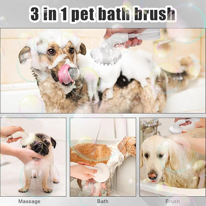 Dog Bath Brush, 3 in 1 Silicone Dog Scrubber for Bath Dog Shampoo Dispenser Brush with 36 Cleaning Brush Heads Pet Beauty Massage Washing Brush for Dogs Short Long Hair, 7.87x3.54in