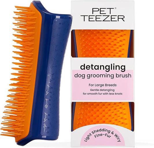 Pet Teezer by Tangle Teezer Detangling Dog Grooming Brush, Dog Bath Brush for Wet or Dry Fur, Navy & Orange