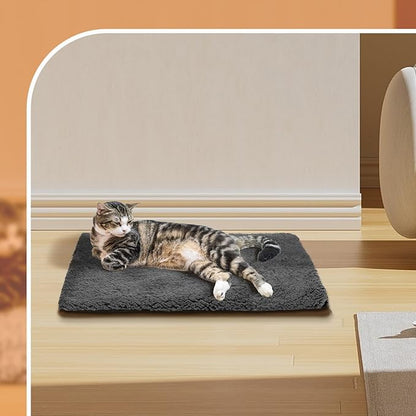 Nobleza Self Warming Cat Bed, Super Soft Thermal Dog Crate Bed Mat for Sleeping, Washable Anti-Slip Self Heating Pet Kennel Pad for Small Medium Cats Dogs Indoor Outdoor (Darkgray, S)