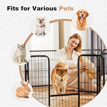 Heavy-Duty Iron Dog Playpen –8 Panel 24” Durable, Rust-Resistant Pet Fence for Indoor & Outdoor Use, Secure & Spacious Pet Play Area for Dogs, Puppies & Small Animals