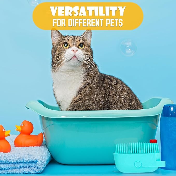 Pet Bath Brush with Soap Dispenser, Teal
