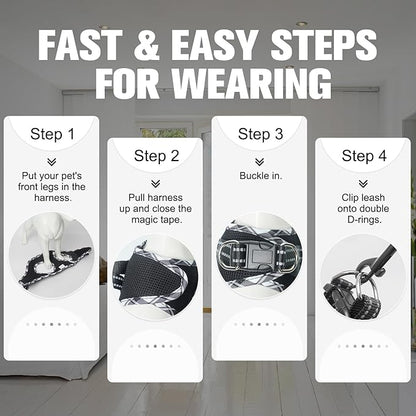 BEAUTYZOO Step in Dog Harness and Leash Set,Reflective Dog Harness No Pull No Choke Puppy Harness for Small Medium Large Dogs Cats,Soft Padded Mesh Vest Harnesses for Girl and Boy Pets,Black Plaid M