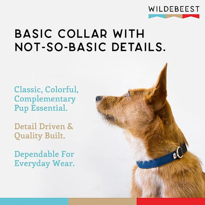 Dog Collar, Lightweight, Heavy Duty Dog Collar with Buckle, Fabric Pet Collar, Breathable & Adjustable Puppy Collar, Dog Collar for Large Dogs (Navy, Large - 14-24 Inch) - Wildebeest