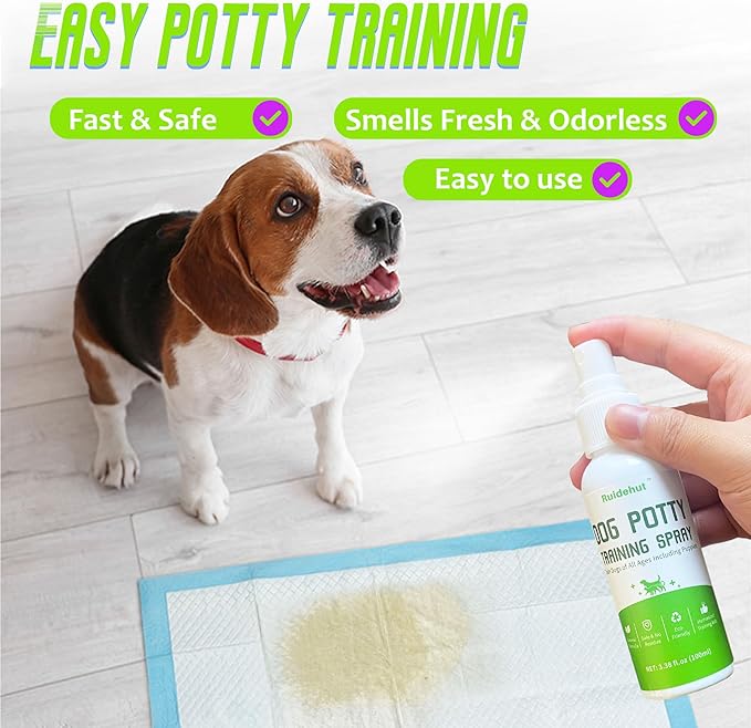 Dog Potty Training Spray & Dog Deodorant Spray, Assisted Puppy Potty Training，Eliminate Dog Urine Odor, (3.38 Fl Oz Spray Set)