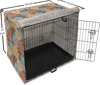 Lunarable Floral Dog Crate Cover, Blossoming Flowers Pattern Botanical Garden Art Illustration Colorful Vintage Design, Easy to Use Pet Kennel Cover for Small Dogs Puppies Kittens, 18 Inch, Brown