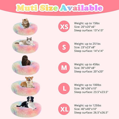 JOLLYVOGUE Dog Beds, Calming Small Dog Bed, Anti-Anxiety Dog Bed for Small Dogs, Fluffy Donut Dog Bed, Cozy Dog Cat Cushion Bed for Small Medium Dogs (24")